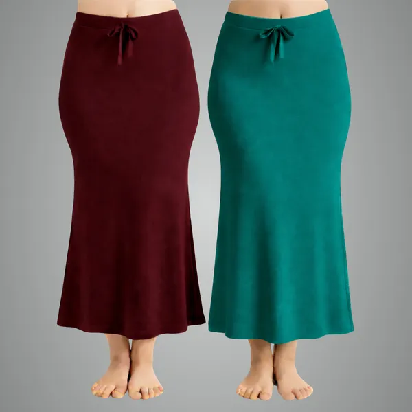 Pack_Of_2_Maroon_And_Peacock_Blue_Premium_Lycra_Saree_Shapewear_For_Women