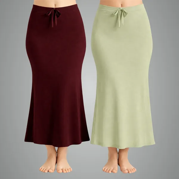 Pack_Of_2_Maroon_And_Pista_Premium_Lycra_Saree_Shapewear_For_Women
