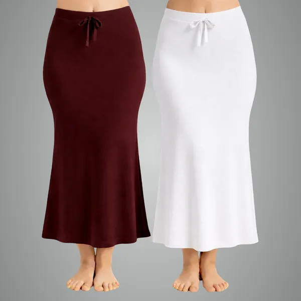 Pack_Of_2_Maroon_And_White_Premium_Lycra_Saree_Shapewear_For_Women