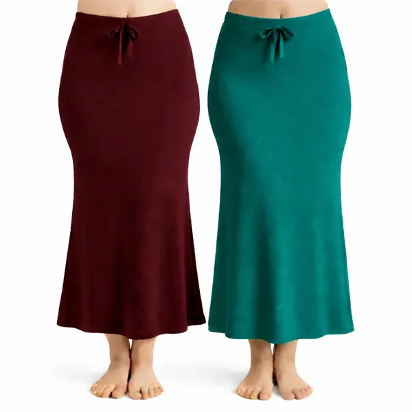 Pack_Of_2_Maroon_And_Peacock_Premium_Lycra_Saree_Shapewear_For_Women