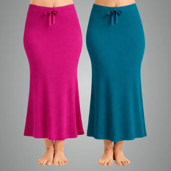 Pack_Of_2_Pink_And_Peacock_Blue_Premium_Lycra_Saree_Shapewear_For_Women