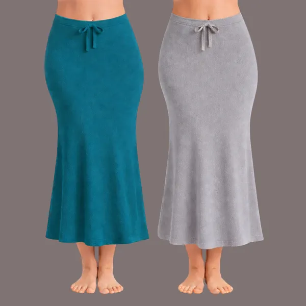 Pack_Of_2_Peacock_Green_And_Grey_Premium_Lycra_Saree_Shapewear_For_Women