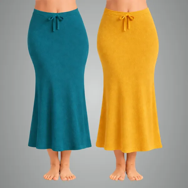 Pack_Of_2_Peacock_Green_And_Mustard_Premium_Lycra_Saree_Shapewear_For_Women