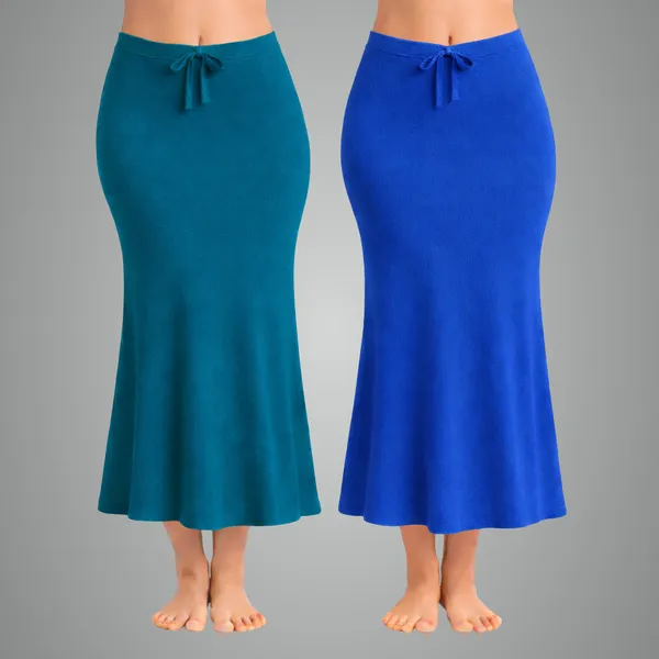 Pack_Of_2_Peacock_Green_And_Blue_Premium_Lycra_Saree_Shapewear_For_Women