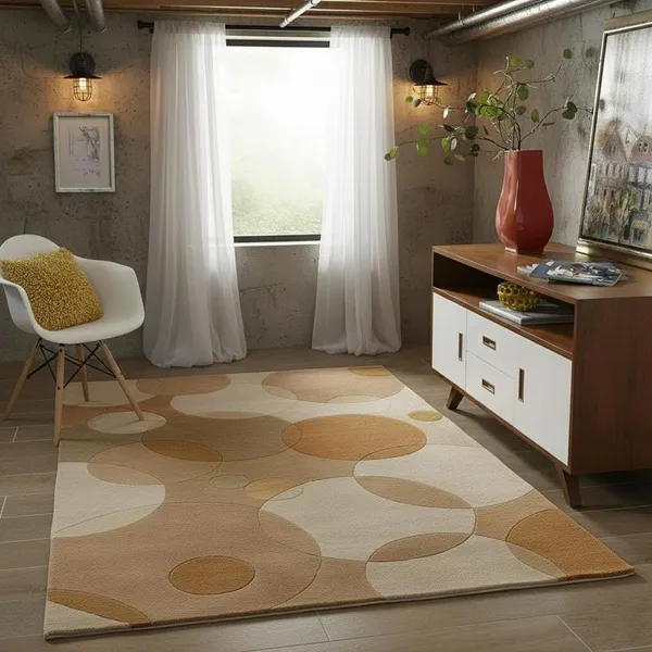 Sand_Brown_And_Gold_Area_Rug_Wool_For_Home_&_Office