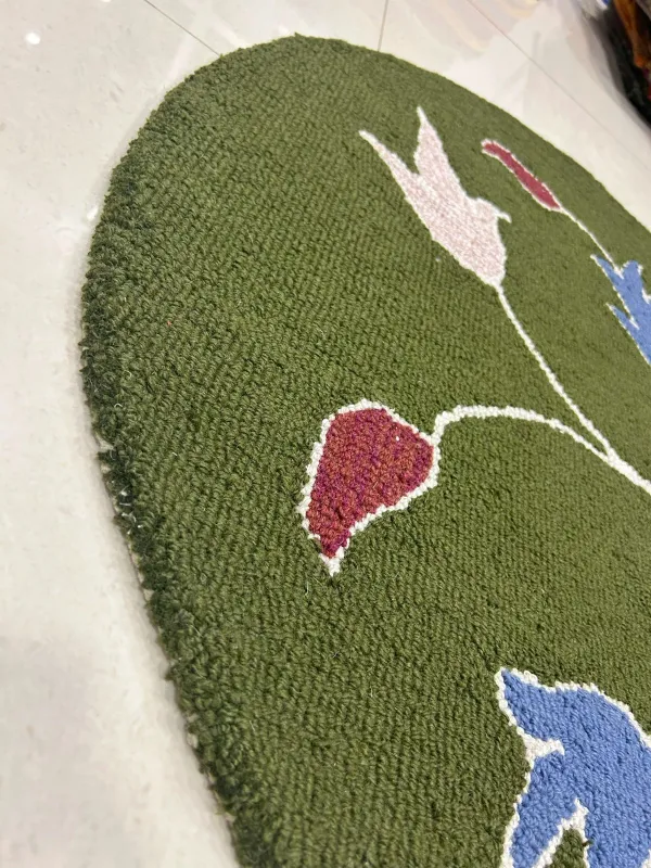 Green_Area_Rug_Wool_For_Home_&_Office