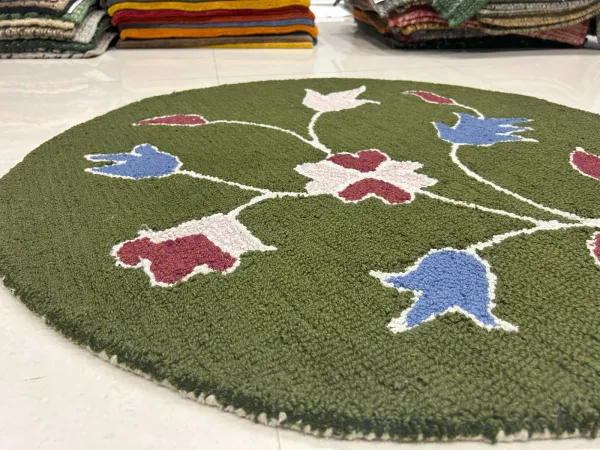 Green_Area_Rug_Wool_For_Home_&_Office