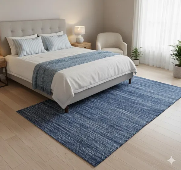 Dark_Blue_Area_Rug_Wool_For_Home_&_Office