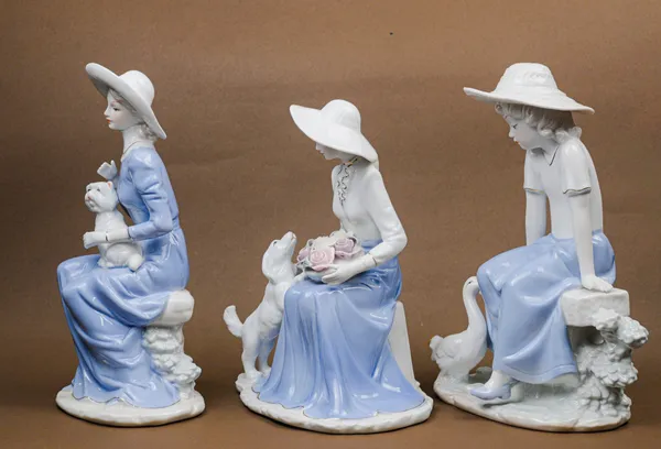 Elegant_Porcelain_Lady_Figurines_With_Hats_And_Geese_Set_Of_3