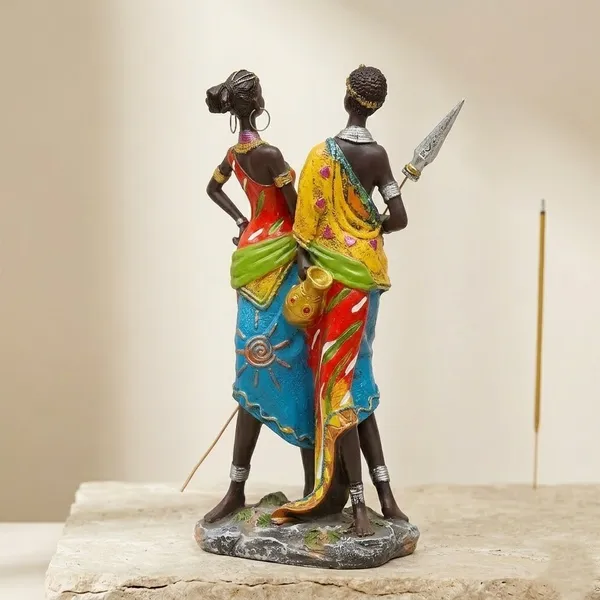 Decorative_African_Tribal_Women_Figurine_Handpainted_Resin_Statue