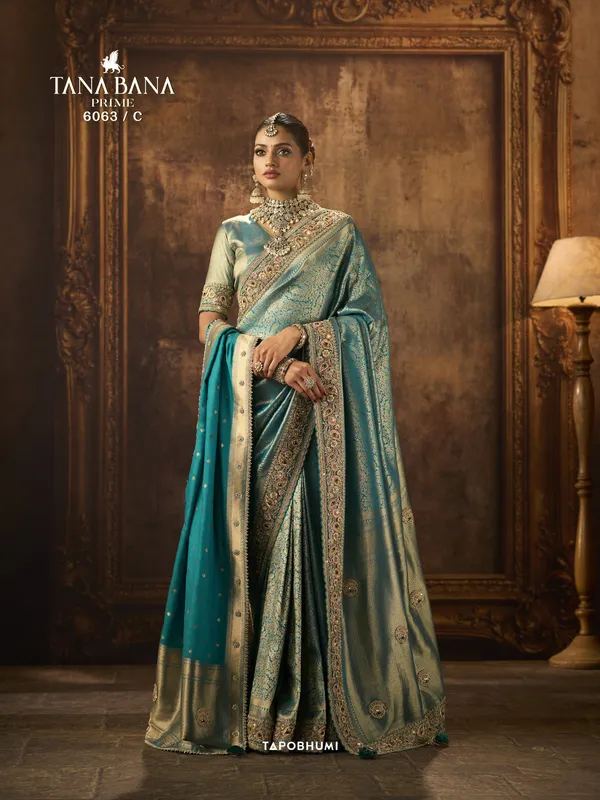 KADWA_KASAB_SILK_SAREE_HEAVY_KOLKATA_THEME_HEAVY_ZARDOZI_WORK_HAND_DIAMOND_&_KUNDAN_NAVLAKHA_STONES_WORK_WITH_HEAVY_DUPATAA