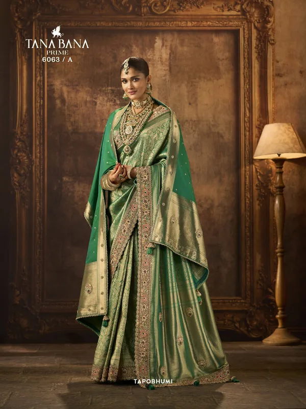KADWA_KASAB_SILK_SAREE__HEAVY_KOLKATA_THEME_HEAVY_ZARDOZI_WORK_HAND_DIAMOND_&_KUNDAN_NAVLAKHA_STONES_WORK_WITH_HEAVY_DUPATAA