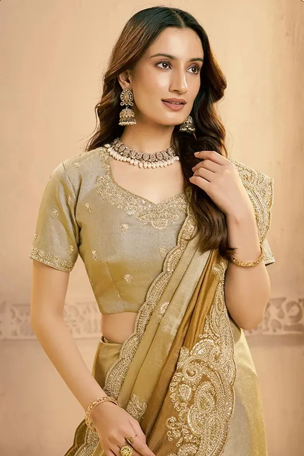 Metalic_Golden_Metallic_Kora_Zari_Silk_Beads_Saree