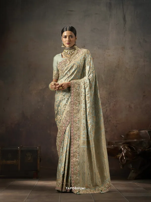 PREMIUM_SATIN_SILK_SAREE_*KOLKATA_THEME_EMBRODIERY*_*HAND_DIAMOND*KUNDAN_WORK