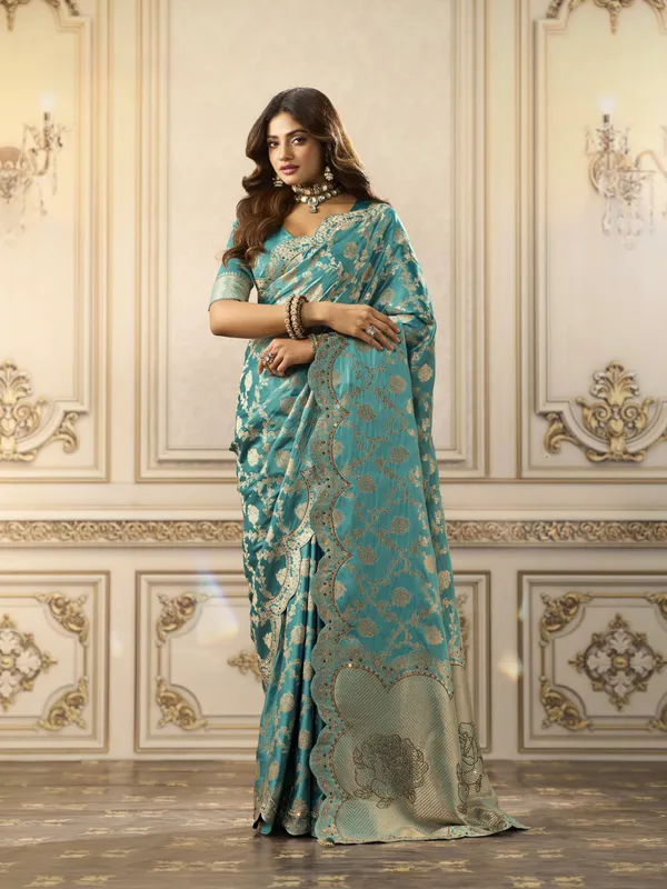PREMIUM_SILK_FABRIC_SAREE_WITH_HEAVY_SAROSKI_&_AMERICAN_DIAMOND_WORK