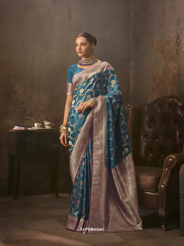 PURE_SATIN_SILK_SAREE_WITH_HEAVY_AMERICAN_DIAMOND_WORK