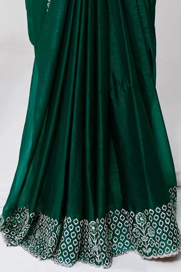 Ready_to_Wear_Saree_(STITCHED_BLOUSE)Green_Handwork_Shimmer_Chiffon_