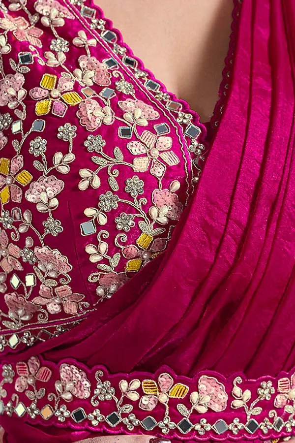 Ready_to_Wear_Saree_(STITCHED_BLOUSE)_Pink_Mirror_Work_Satin_Silk_
