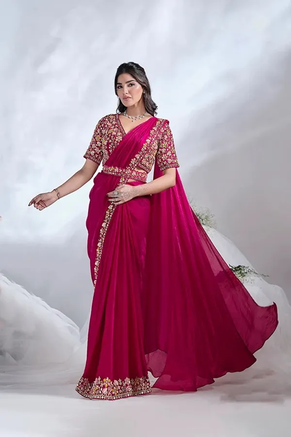 Ready_to_Wear_Saree_(STITCHED_BLOUSE)_Pink_Mirror_Work_Satin_Silk_