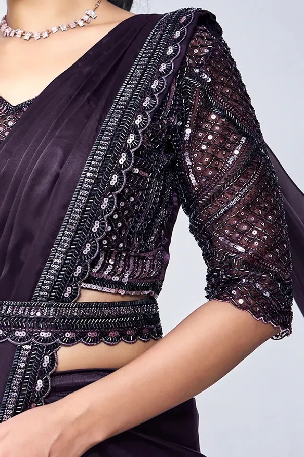 Ready_to_Wear_Saree_(STITCHED_BLOUSE)_Purple_Handwork_Satin_SilK