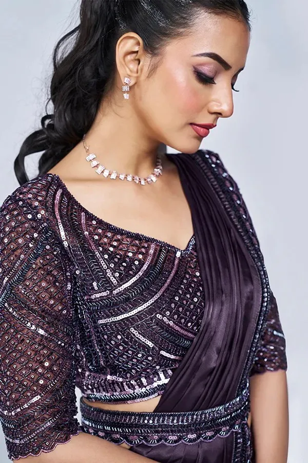 Ready_to_Wear_Saree_(STITCHED_BLOUSE)_Purple_Handwork_Satin_SilK