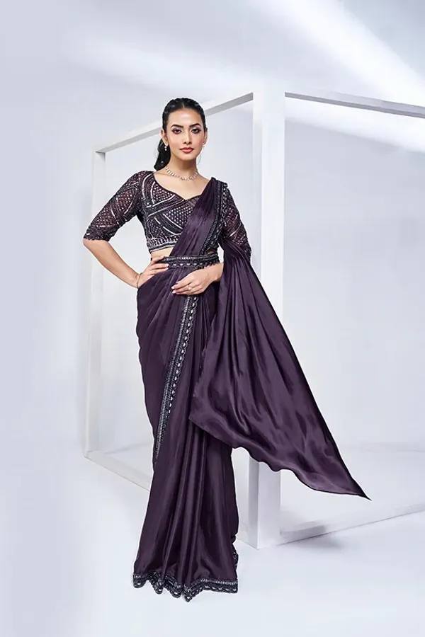 Ready_to_Wear_Saree_(STITCHED_BLOUSE)_Purple_Handwork_Satin_SilK