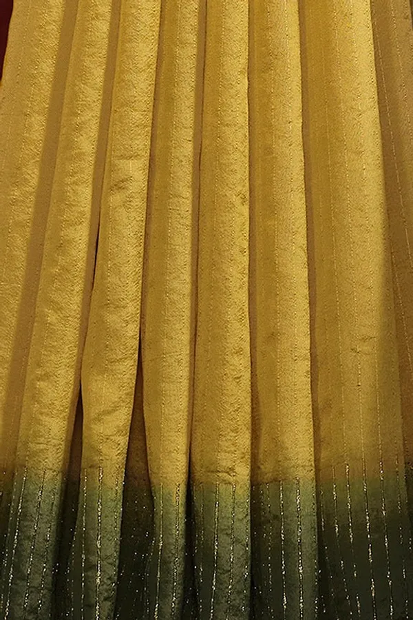 STITCHED_BLOUSE_|_Mustard_Green_Dolla_Silk_Upada_Silk_Pure_Hand_work_Saree