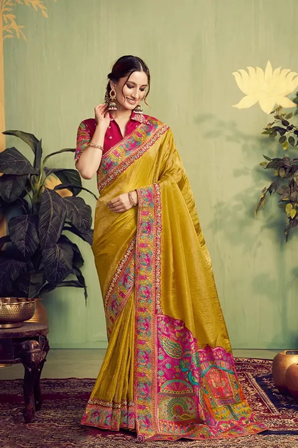Yellow_Rangkat_Woven_Sequence_Embroidery_Saree