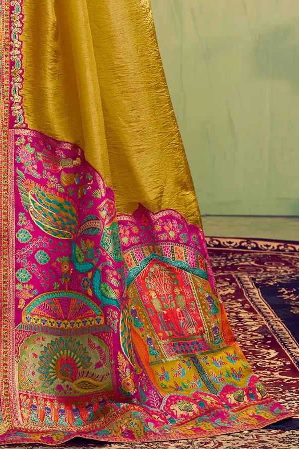 Yellow_Rangkat_Woven_Sequence_Embroidery_Saree