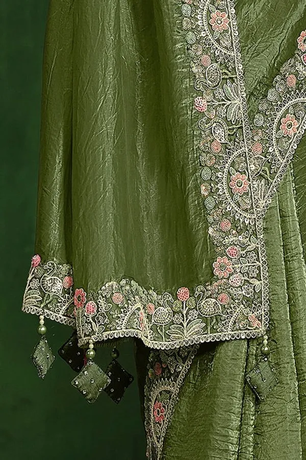 STITCHED_BLOUSE_MANDHI_GREEN_TISSUE_SILK_SAREE