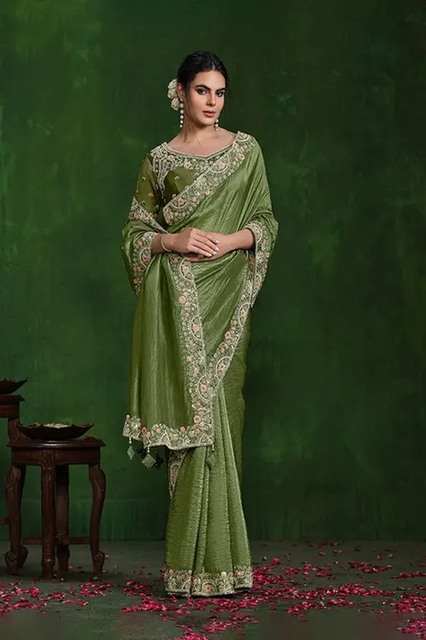 STITCHED_BLOUSE_MANDHI_GREEN_TISSUE_SILK_SAREE