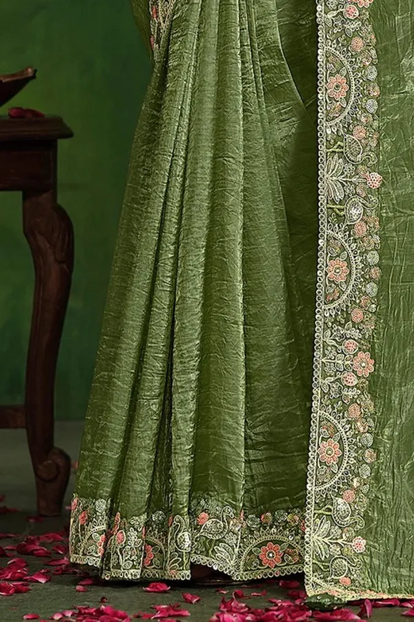 STITCHED_BLOUSE_MANDHI_GREEN_TISSUE_SILK_SAREE