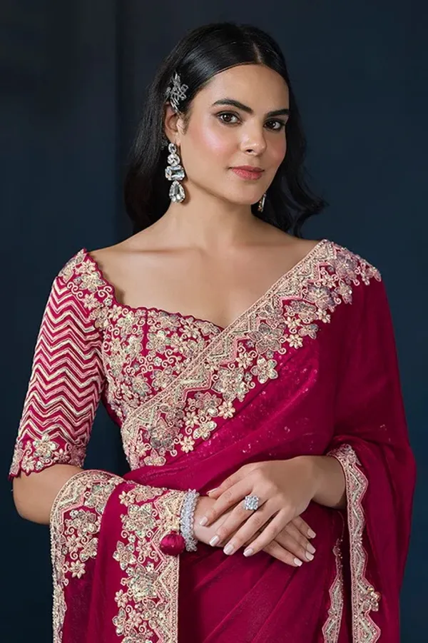 TWO_TONE_SATIN_SILK_SAREE_WITH_Sandwich_Sequins_and_Beads_Work_with_Scallops