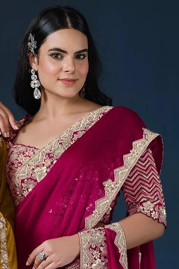 TWO_TONE_SATIN_SILK_SAREE_WITH_Sandwich_Sequins_and_Beads_Work_with_Scallops