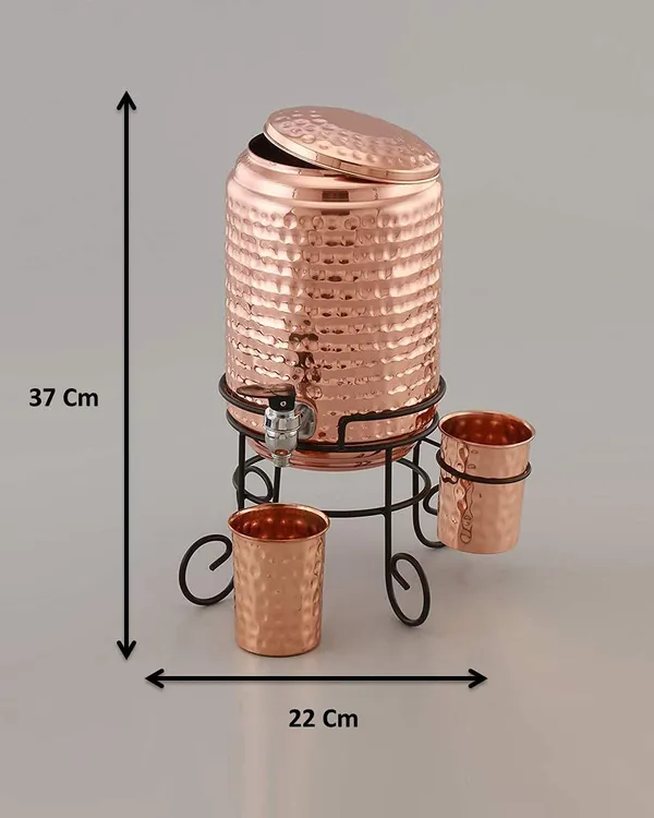 Copper_5_Litre_Hammered_Copper_Water_Dispenser_(Matka/Pot)_Container_Pot_with_2_Copper_Glass_and_Stand(5000_ml)_(Large,_Green)