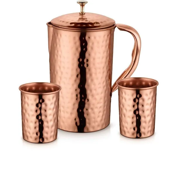 __Jug_with_2_Glass_(2000Ml_of_Jug,_400ML_of_Each_Glass)_(Hammered_Jug_Plain_Design)