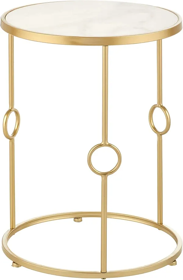 Copper_Round_Metal_Side/End_Table_with_Decorative_Legs,_in-Lay_Top,_Home_Decor_Accent_Furniture_for_Living_Room,_Bedroom_-Clear_Glass_Table_top
