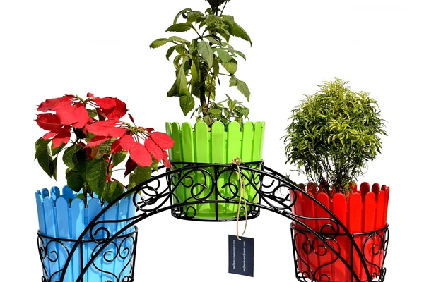 Iron_Indoor/Outdoor_Flower_Pot/Plant_Stand/Gamla_Stand_Heavy_Duty_Iron_Used_for_Home_Garden_Balcony_Living_Room_Decor_Free_Plastic_Pots_As_per_Picture