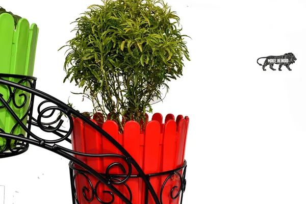 Iron_Indoor/Outdoor_Flower_Pot/Plant_Stand/Gamla_Stand_Heavy_Duty_Iron_Used_for_Home_Garden_Balcony_Living_Room_Decor_Free_Plastic_Pots_As_per_Picture