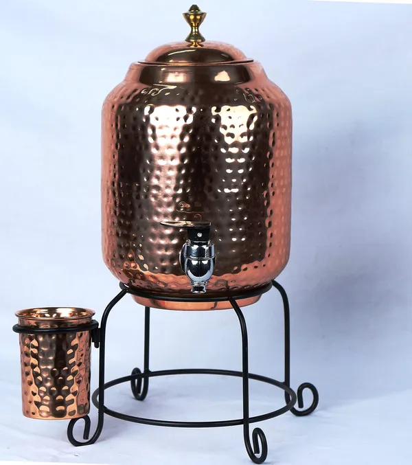 Copper_Hammered_Copper_Water_Dispenser_(Matka)_Container_Pot_(8000_ml)
