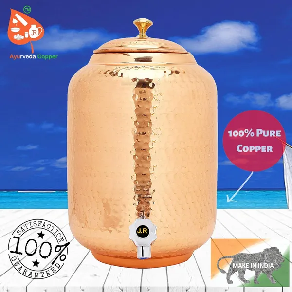 Copper_8_Litre_Hammered_Copper_Water_Dispenser_(Matka)_Container_Pot_with_2_Pure_Copper_Glasses_100%_Pure_Copper_and_Ayurvedic_Health_Benefits_(8000_ml_+_600_ml)