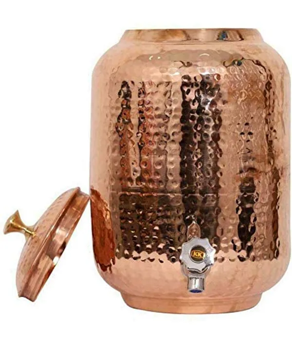 Copper_8_Litre_Hammered_Copper_Water_Dispenser_(Matka)_Container_Pot_with_2_Pure_Copper_Glasses_100%_Pure_Copper_and_Ayurvedic_Health_Benefits_(8000_ml_+_600_ml)