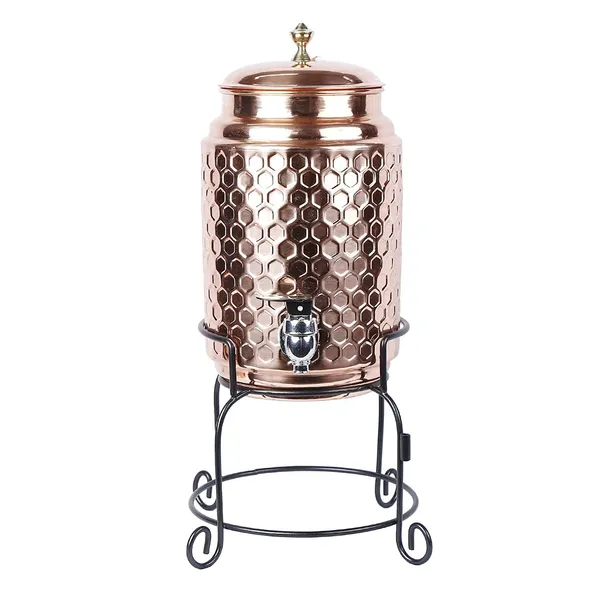 Copper_Hammered_Copper_Water_Dispenser_(Matka/Pot)_Container_Pot