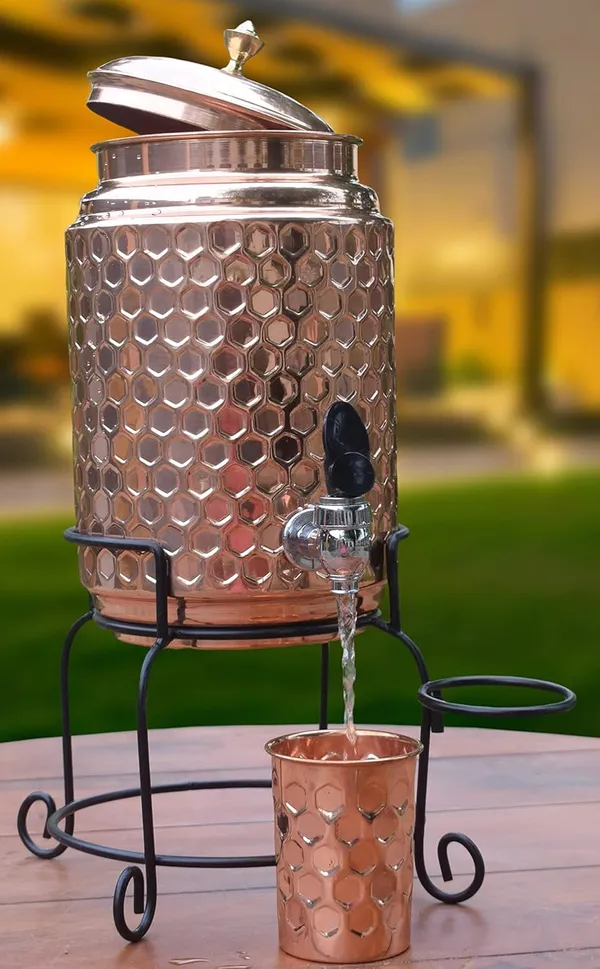 Copper_Hammered_Copper_Water_Dispenser_(Matka/Pot)_Container_Pot