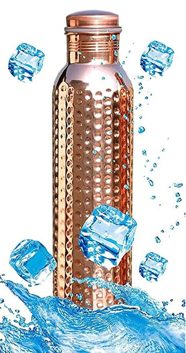 Stylish_&_Elegant_Bedside_Bedroom_100%_Pure_Copper_Bottle_Jar_|_Copper_Water_Bottle/Jar_|_Bedside_Carafe_with_inbuilt_Copper_Glass/Vessel,_Capacity_1_Litre_(1000_ml)_(Design-2)