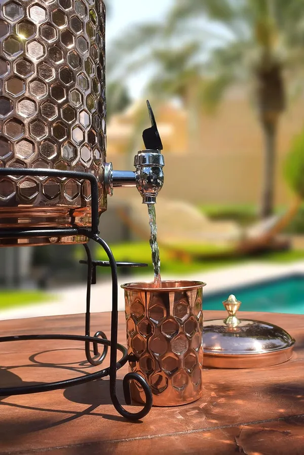 Copper_Hammered_Copper_Water_Dispenser_(Matka/Pot)_Container_Pot