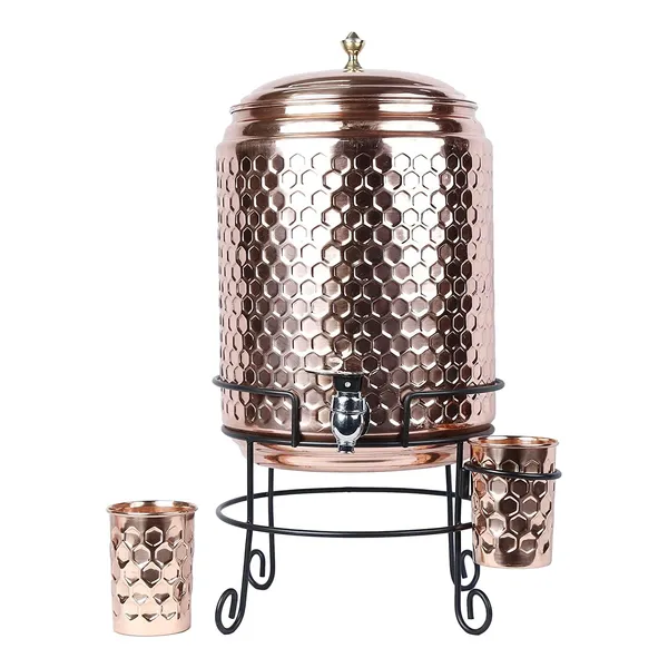 Copper_Hammered_Copper_Water_Dispenser_(Matka/Pot)_Container_Pot