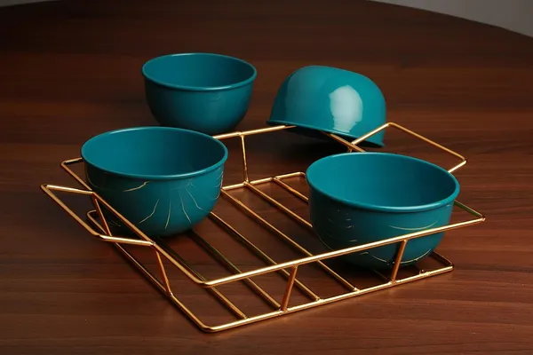 Copper_Snack_Platter_Four_Metal_Bowl_with_Gilded_Gold_Plated_Tray_with_Handle_for_Fresh_Fruit_Tray,Dried_Fruit_Tray,with_Tray,Snack_Tray,Grid_Plate(Gold&Green)_Ramekin_Set,500_ML