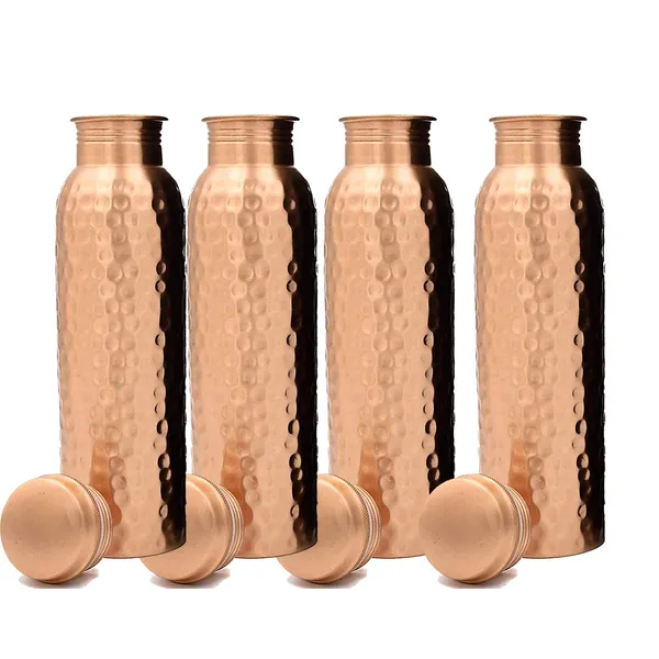 Copper_|_Hammered_Cut_Sets_of_4_Copper_Water_Bottle_Hammer_Bottle_1_Litre_Each_|_Travelling_Purpose,_Yoga_Ayurveda_Healing_|_Copper_Bottle_Water_is_Anti-Aging._It_Helps_Reduce_Fine_Lines.
