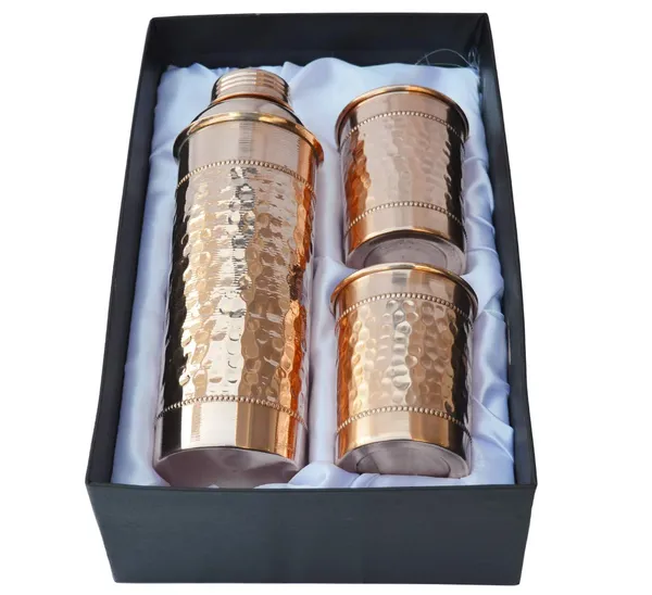 Copper_|_100%_Pure_Copper_Hammered_Water_Bottle_With_2_Hammered_Glass_|_Water_stored_overnight_in_Copper_Bottle_has_Ayurvedic_Health_Benefits_|_Helps_in_regulating_Women's_Healthy_menstrual_periods.